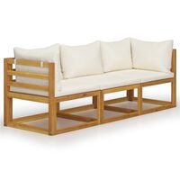 vidaXL 3-Sitzer-Gartensofa mit Auflage Creme Akazie Massivholz