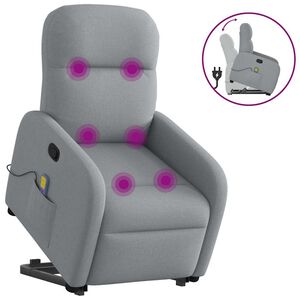 vidaXL Massagesessel mit Aufstehhilfe Hellgrau Stoff