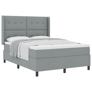 vidaXL Boxspringbett mit Matratze Hellgrau 200 x 140 cm Stoff