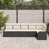 vidaXL Garten-Sofa-Set mit Kissen 6 pcs Schwarz Poly Rattan