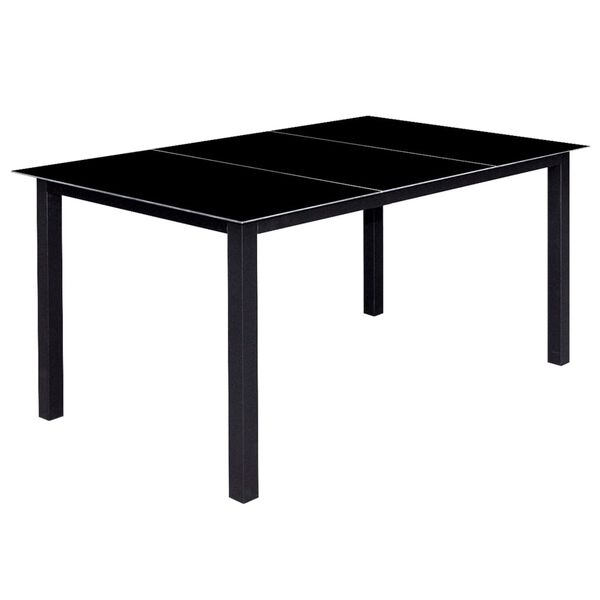 vidaXL 7-tlg. Garten-Essgruppe mit Klappstühlen Aluminium Schwarz