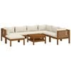 vidaXL 8-tlg. Garten-Lounge-Set mit Creme Kissen Massivholz Akazie
