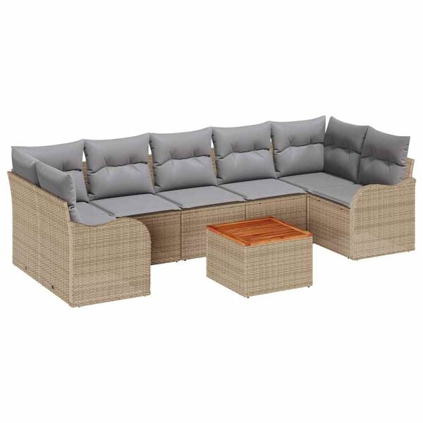 vidaXL Gartensofa-set 8 pcs Beige und Hellgrau Poly-Rattan