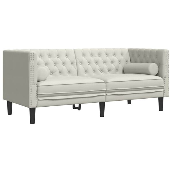 vidaXL 2-tlg. Chesterfield-Sofa-Set mit Nackenrollen Creme Samt