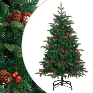 vidaXL K&uuml;nstlicher Weihnachtsbaum Klappbar mit Zapfen & Beeren 150 cm