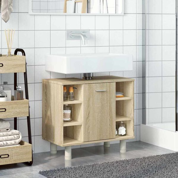 vidaXL Badezimmerschrank Sonoma-Eiche 60x32x53,5 cm Holzwerkstoff
