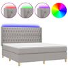 vidaXL Boxspringbett mit Matratze & LED Hellgrau 160x200 cm Stoff