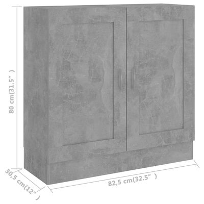 vidaXL Bücherschrank Betongrau 82,5x30,5x80 cm Holzwerkstoff