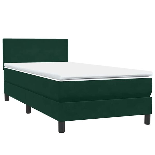 vidaXL Boxspringbett mit Matratze Dunkelgr&uuml;n 100x210 cm Samt