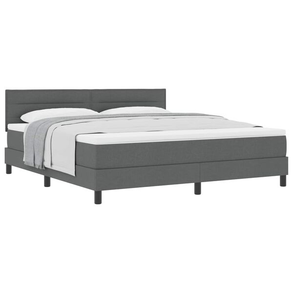 vidaXL Boxspringbett mit Matratze Dunkelgrau 180 x 200 cm Stoff