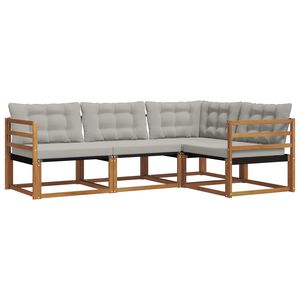 vidaXL Outdoor-Sofagarnitur mit Kissen 4 pcs Nat&uuml;rlich und Hellgrau