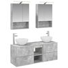 vidaXL Badezimmerm&ouml;bel-Set 5 pcs Betongrau Ingenieurholz und Glas