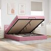 vidaXL Ottoman-Bett mit Matratze & LEDs Rosa 160x200 cm Samt
