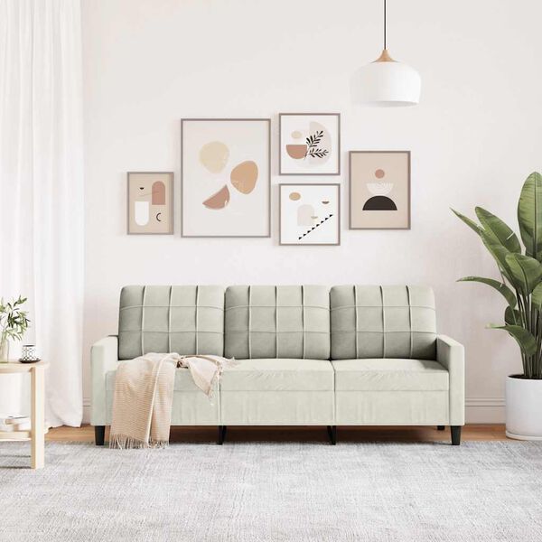vidaXL 3-Sitzer-Sofa Creme 180 cm Samt