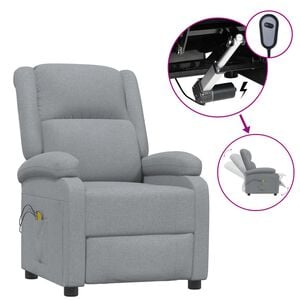vidaXL Massagesessel Elektrisch Hellgrau Stoff