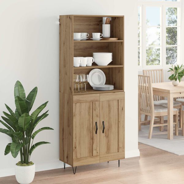 vidaXL Highboard 2 pcs Artisan-Eiche Holzwerkstoff