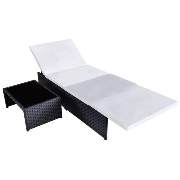 vidaXL Outdoor-Lehnst&uuml;hle 2 Stk. mit Tisch Schwarz Poly-Rattan
