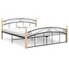 vidaXL Bettgestell Schwarz Metall und Massivholz Eiche 160x200 cm