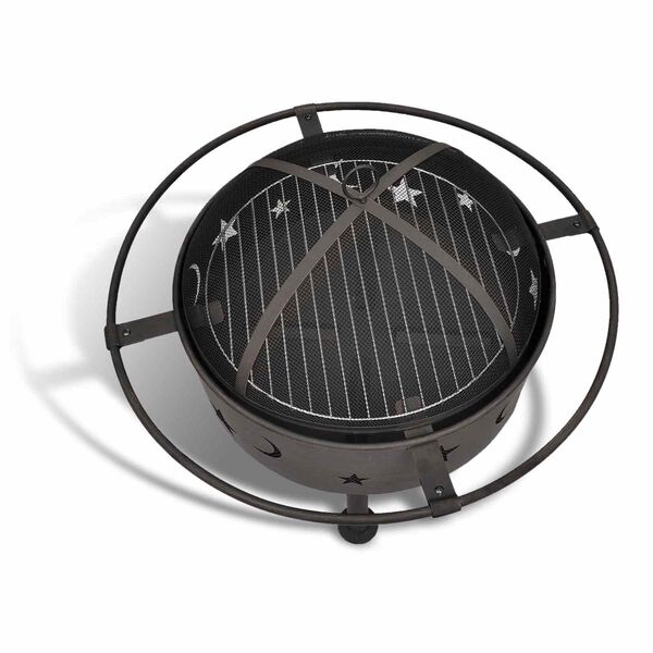 vidaXL Feuerskala Mond Schwarz 82 x 82 x 64 cm Stahl