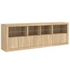 vidaXL Sideboard mit LED-Leuchten Sonoma-Eiche 202x37x67 cm