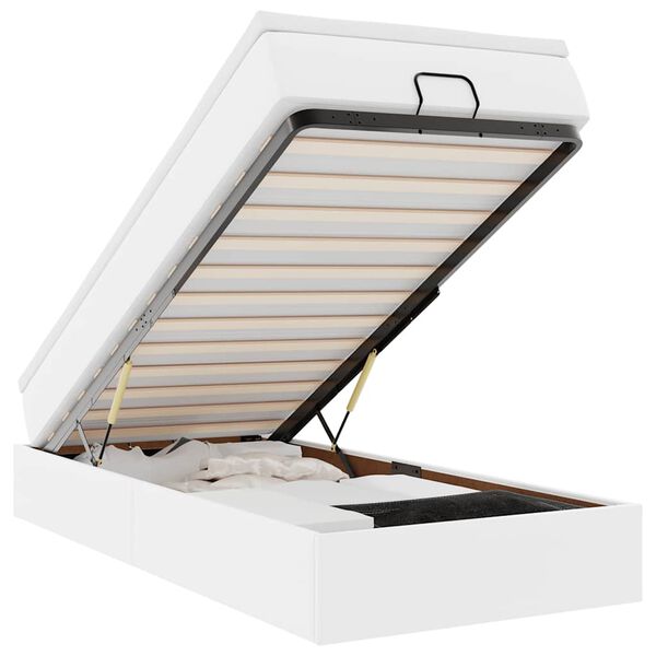 vidaXL Ottoman-Bett mit Matratze Weiß 100x200 cm Kunstleder