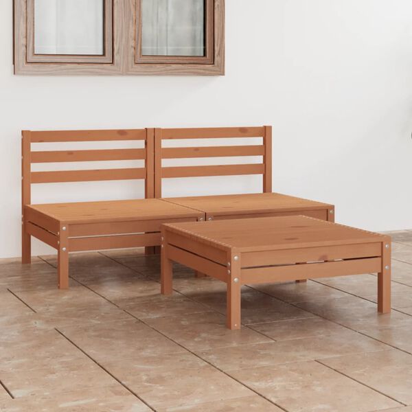 vidaXL 3-tlg. Garten-Lounge-Set Honigbraun Massivholz Kiefer