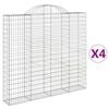 vidaXL Gabionen mit Hochbogen 4 Stk. 200x30x180/200cm Verzinktes Eisen
