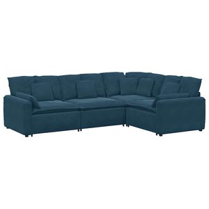 vidaXL Modulares Sofa mit Kissen Samt Blau