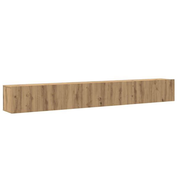 vidaXL 3-tlg. TV-Schrank-Set Wandmontage Artisan-Eiche Holzwerkstoff