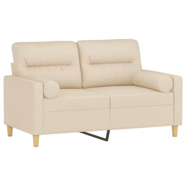 vidaXL 2-Sitzer-Sofa mit Zierkissen Creme 120 cm Stoff
