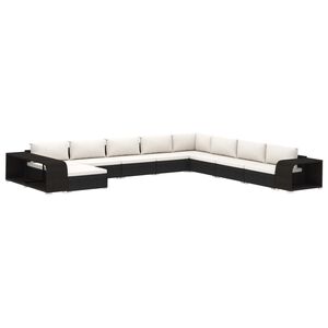 vidaXL 11-tlg. Garten-Lounge-Set mit Auflagen Poly Rattan Schwarz