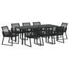 vidaXL Garten Essgruppe 9 pcs Schwarz Pulverbeschichteter Stahl