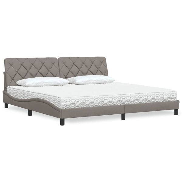 vidaXL Bett mit Matratze Taupe 200x200 cm Stoff