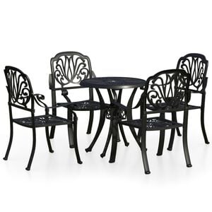 vidaXL 5-tlg. Bistro-Set Aluminiumguss Schwarz