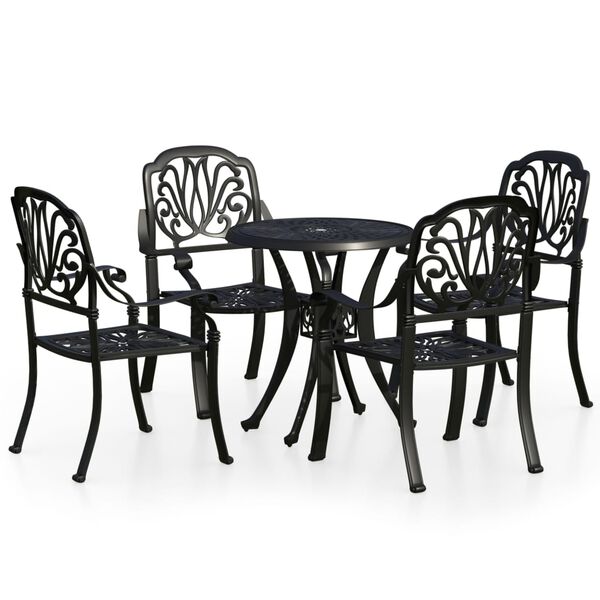 vidaXL 5-tlg. Bistro-Set Aluminiumguss Schwarz