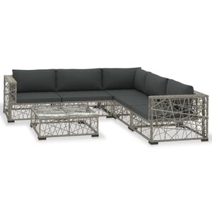 vidaXL 6-tlg. Garten-Lounge-Set mit Auflagen Poly Rattan Grau