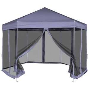 vidaXL Hexagonal Pop-Up Zelt mit 6 Seitenw&auml;nden Dunkelblau 3,6x3,1 m