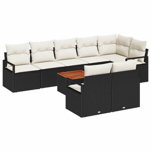vidaXL Gartensofa-set mit Kissen 9 pcs Schwarz Poly-Rattan