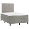 vidaXL Boxspringbett mit Matratze & LED Hellgrau 120x190 cm Samt