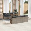 vidaXL Garten-Sofa-Set mit Speicher 9 pcs Grau Poly Rattan