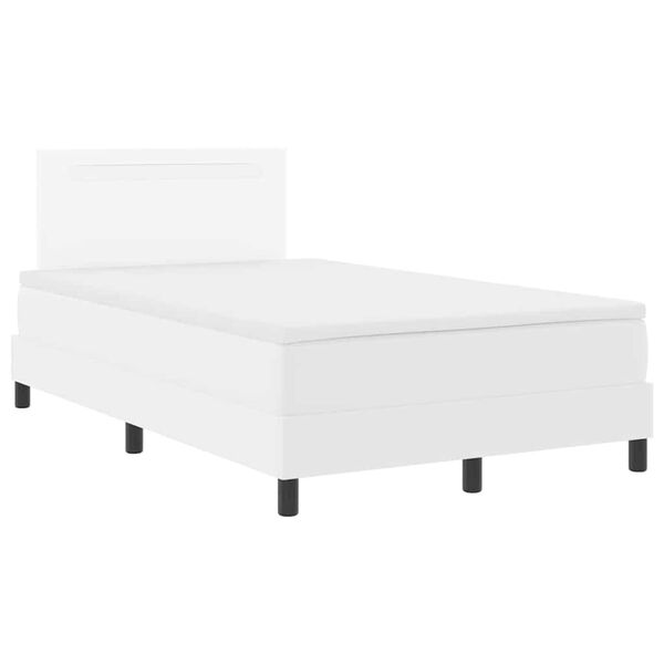 vidaXL Boxspringbett mit Matratze Wei&szlig; 120 x 200 cm Kunstleder