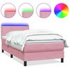 vidaXL Boxspringbett mit Matratze & LED Rosa 80x220 cm Samt