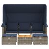 vidaXL Gartensofa 3-Sitzer mit Baldachin und Hockern Grau Poly Rattan