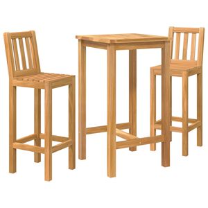 vidaXL Outdoor Bar Set 3 stk. Unbehandelt Massivholz Teak