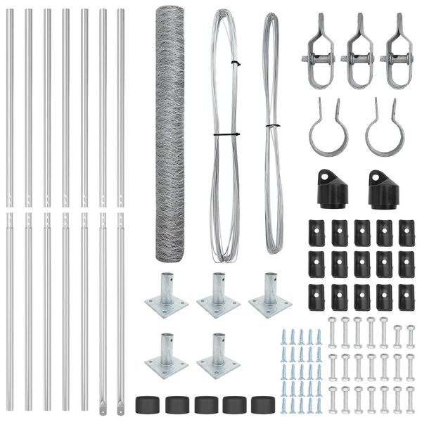 vidaXL Zaun mit Pfosten Silber 0,8 x 10 m PVC-beschichteter Stahl