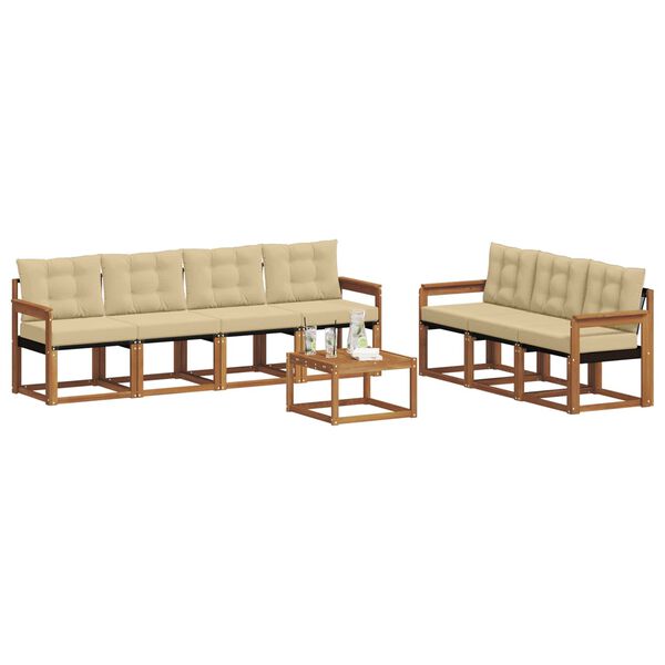 vidaXL Outdoor-Sofagarnitur mit Kissen 8 pcs Natur und Beige