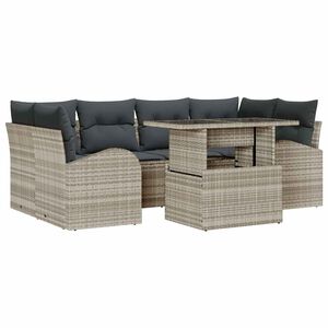 vidaXL Gartensofa-set mit Kissen 7 pcs Hellgrau Poly Rattan
