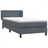 vidaXL Boxspringbett mit Matratze Dunkelgrau 100x220 cm Samt