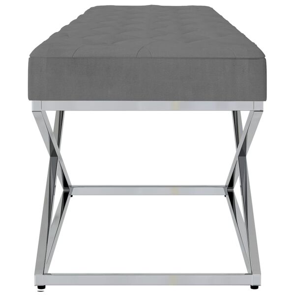 vidaXL Sitzbank Dunkelgrau Samt und Edelstahl