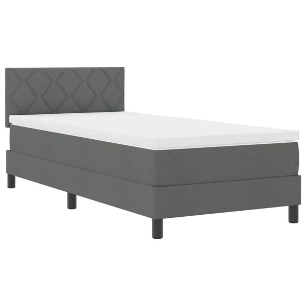 vidaXL Boxspringbett mit Matratze mit LED Dunkelgrau 90 x 200 cm Stoff